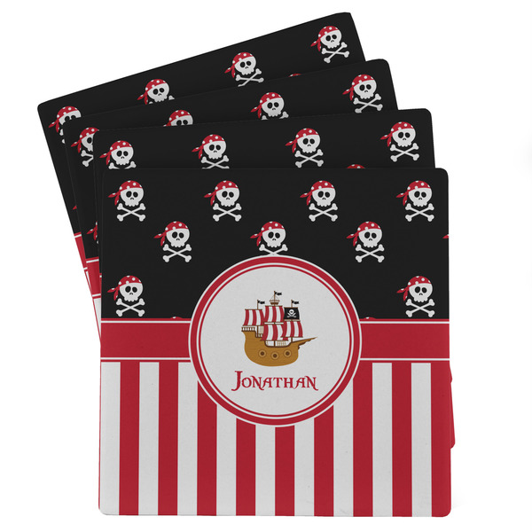 Custom Pirate & Stripes Absorbent Stone Coasters - Set of 4 (Personalized)