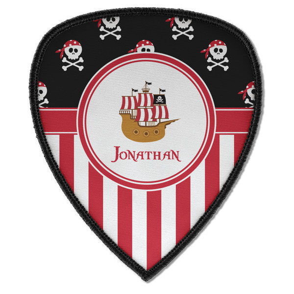 Custom Pirate & Stripes Iron on Shield Patch A w/ Name or Text