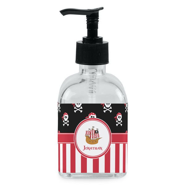 Custom Pirate & Stripes Glass Soap & Lotion Bottle - Single Bottle (Personalized)