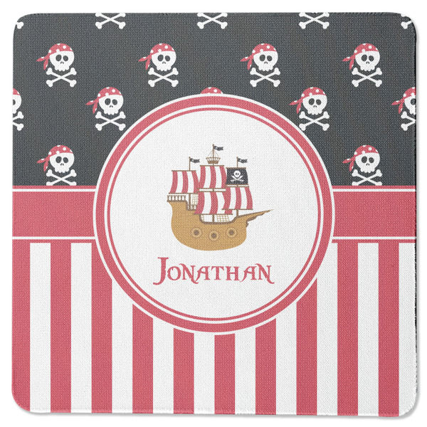 Custom Pirate & Stripes Square Rubber Backed Coaster (Personalized)