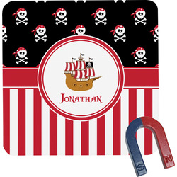 Pirate & Stripes Square Fridge Magnet (Personalized)