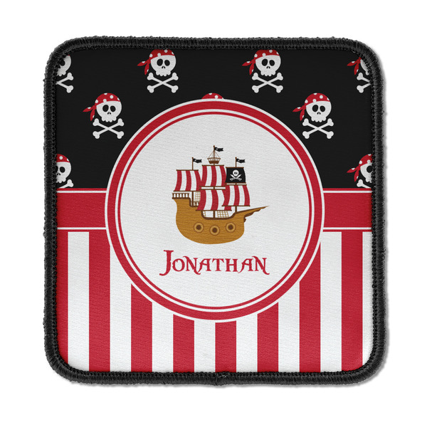 Custom Pirate & Stripes Iron On Square Patch w/ Name or Text