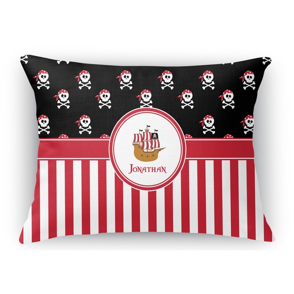 Custom Pirate & Stripes Rectangular Throw Pillow Case - 12"x18" (Personalized)