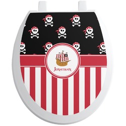 Pirate & Stripes Toilet Seat Decal - Round (Personalized)