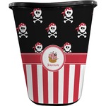 Pirate & Stripes Waste Basket - Single Sided (Black) (Personalized)