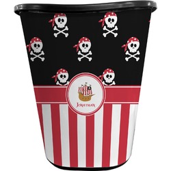 Pirate & Stripes Waste Basket - Double Sided (Black) (Personalized)