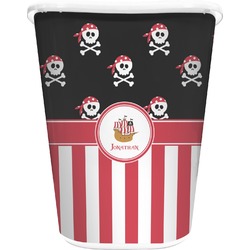 Pirate & Stripes Waste Basket - Single Sided (White) (Personalized)
