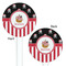 Pirate & Stripes White Plastic 5.5" Stir Stick - Double Sided - Round - Front & Back