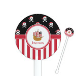 Pirate & Stripes 5.5" Round Plastic Stir Sticks - White - Double Sided (Personalized)