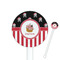 Pirate & Stripes White Plastic 5.5" Stir Stick - Round - Closeup