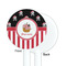 Pirate & Stripes White Plastic 5.5" Stir Stick - Single Sided - Round - Front & Back