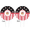 Pirate & Stripes White Plastic 6" Food Pick - Round - Double Sided - Front & Back