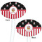 Pirate & Stripes White Plastic 7" Stir Stick - Double Sided - Oval - Front & Back