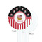 Pirate & Stripes White Plastic 7" Stir Stick - Single Sided - Round - Front & Back