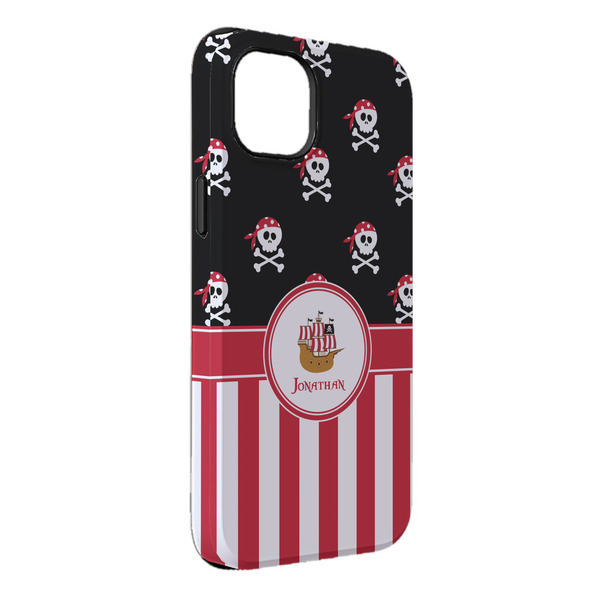 Custom Pirate & Stripes iPhone Case - Rubber Lined - iPhone 14 Plus (Personalized)