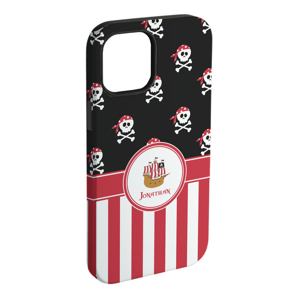 Custom Pirate & Stripes iPhone Case - Rubber Lined - iPhone 15 Plus (Personalized)