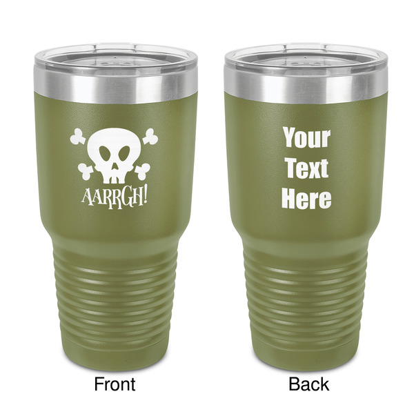 Custom Pirate 30 oz Stainless Steel Tumbler - Olive - Double-Sided (Personalized)