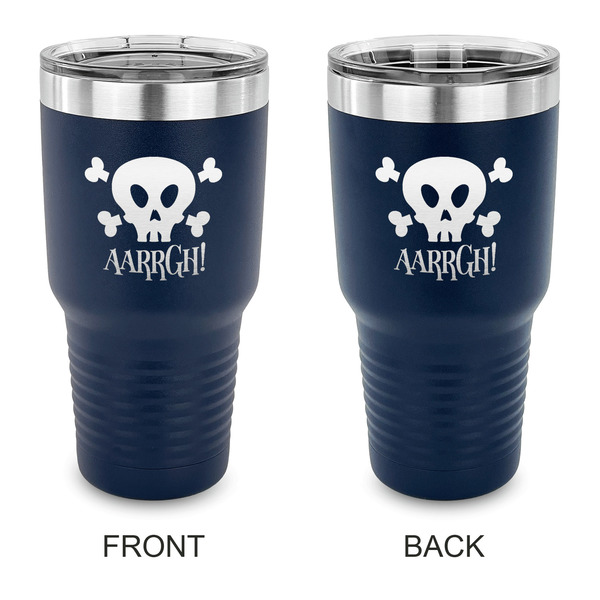 Custom Pirate 30 oz Stainless Steel Tumbler - Navy - Double Sided (Personalized)