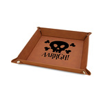 Pirate Faux Leather Dice Tray - 6" x 6" - Rawhide (Personalized)