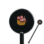 Pirate 5.5" Round Plastic Stir Sticks - Black - Double Sided (Personalized)