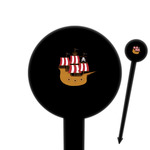 Pirate 6" Round Plastic Food Picks - Black - Single Sided (Personalized)