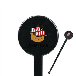 Pirate 7" Round Plastic Stir Sticks - Black - Double Sided (Personalized)