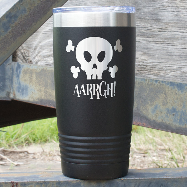 Custom Pirate 20 oz Stainless Steel Tumbler - Black - Double Sided (Personalized)