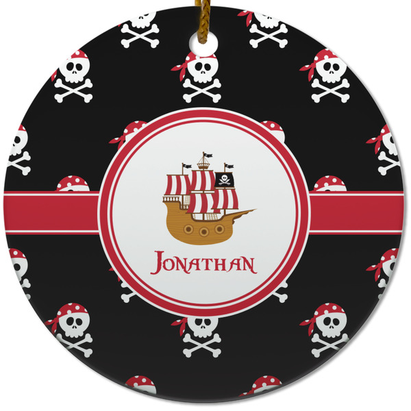 Custom Pirate Round Ceramic Ornament w/ Name or Text