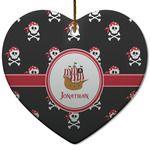 Pirate Heart Ceramic Ornament w/ Name or Text