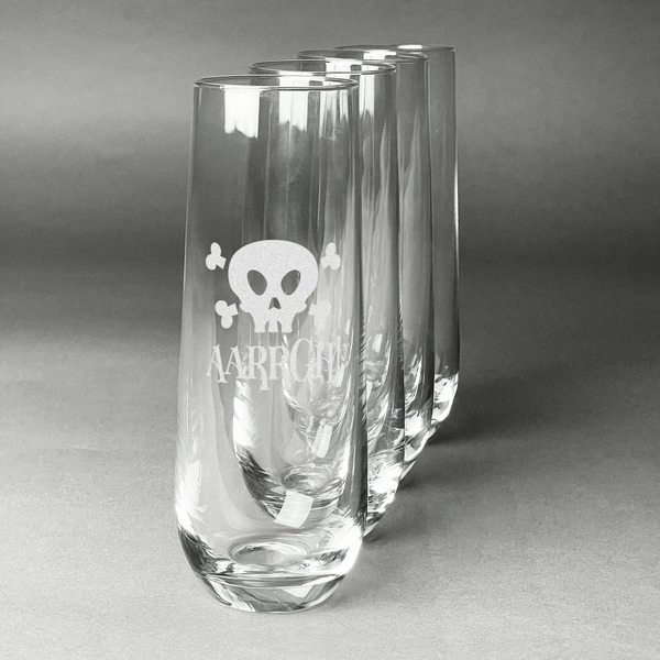 Custom Pirate Champagne Flute - Stemless Engraved - Set of 4 (Personalized)