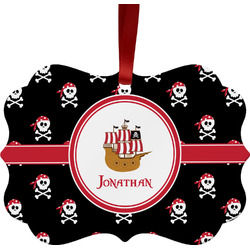 Pirate Metal Frame Ornament - Double Sided w/ Name or Text