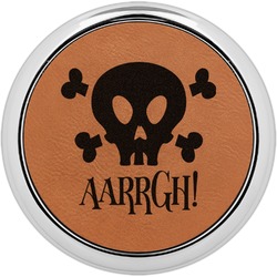 Pirate Leatherette Round Coaster w/ Silver Edge - Single or Set (Personalized)