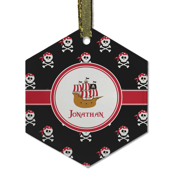 Custom Pirate Flat Glass Ornament - Hexagon w/ Name or Text