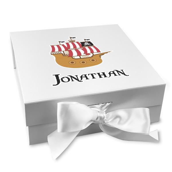 Custom Pirate Gift Box with Magnetic Lid - White (Personalized)