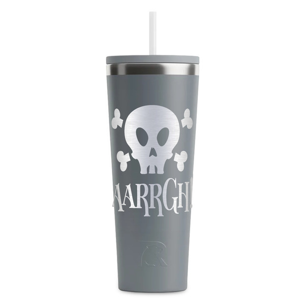 Custom Pirate RTIC Everyday Tumbler with Straw - 28oz - Grey - Single-Sided (Personalized)