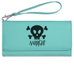 Pirate Ladies Leatherette Wallet - Laser Engraved- Teal (Personalized)