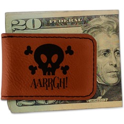 Pirate Leatherette Magnetic Money Clip - Single Sided (Personalized)
