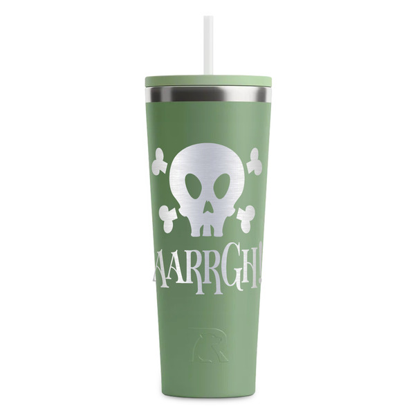 Custom Pirate RTIC Everyday Tumbler with Straw - 28oz - Light Green - Double-Sided (Personalized)