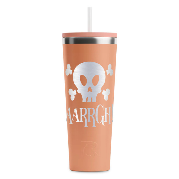 Custom Pirate RTIC Everyday Tumbler with Straw - 28oz - Peach - Single-Sided (Personalized)