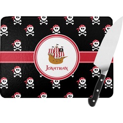 Pirate Rectangular Glass Cutting Board - Large - 15.25"x11.25" w/ Name or Text