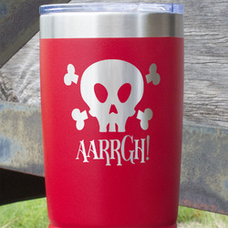 Pirate 20 oz Stainless Steel Tumbler - Red - Double Sided (Personalized)