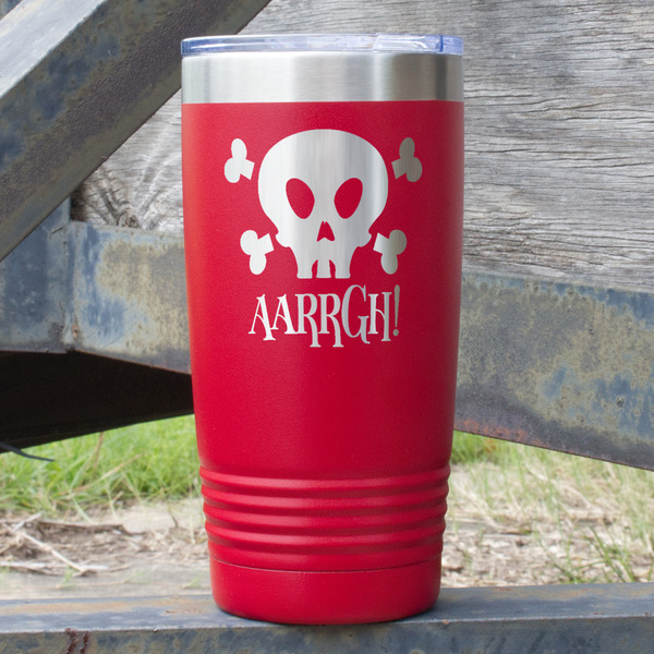 Custom Pirate 20 oz Stainless Steel Tumbler - Red - Double Sided (Personalized)