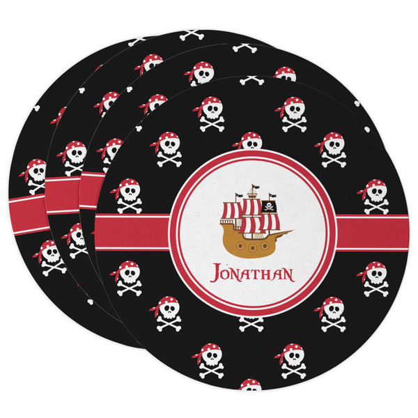 Custom Pirate Round Paper Coasters w/ Name or Text