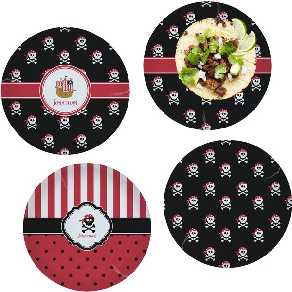 Custom Pirate Set of 4 Glass Lunch / Dinner Plate 10" (Personalized)