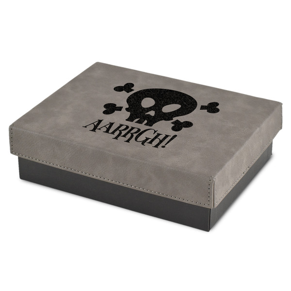 Custom Pirate Small Gift Box w/ Engraved Leather Lid (Personalized)