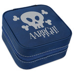 Pirate Travel Jewelry Box - Navy Blue Leather (Personalized)