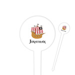 Pirate 4" Round Plastic Food Picks - White - Single Sided (Personalized)