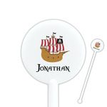 Pirate 5.5" Round Plastic Stir Sticks - White - Double Sided (Personalized)