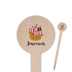 Pirate 6" Round Wooden Food Picks - Double Sided (Personalized)