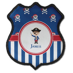 Blue Pirate Iron On Shield Patch C w/ Name or Text